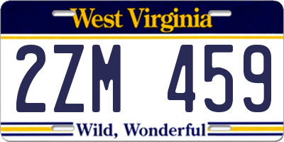 WV license plate 2ZM459