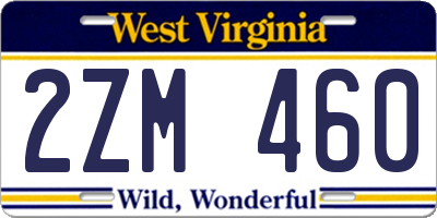 WV license plate 2ZM460