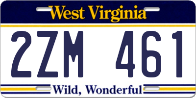 WV license plate 2ZM461