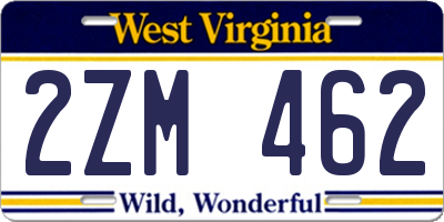 WV license plate 2ZM462