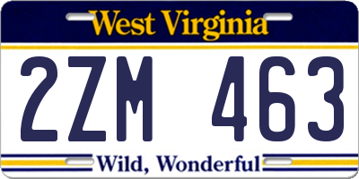 WV license plate 2ZM463