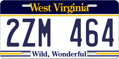 WV license plate 2ZM464