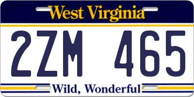 WV license plate 2ZM465