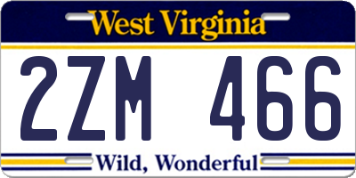 WV license plate 2ZM466