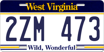WV license plate 2ZM473