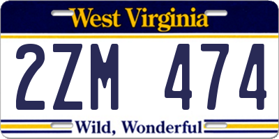 WV license plate 2ZM474