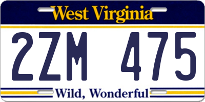 WV license plate 2ZM475