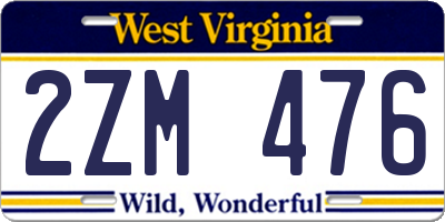 WV license plate 2ZM476