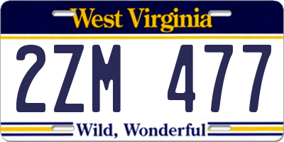WV license plate 2ZM477
