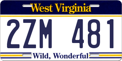 WV license plate 2ZM481