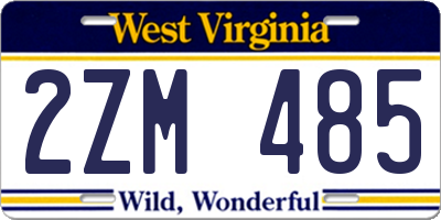 WV license plate 2ZM485