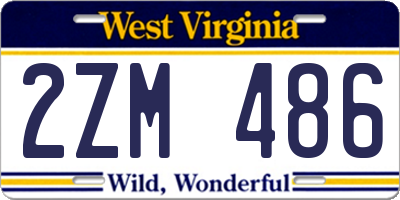 WV license plate 2ZM486