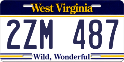 WV license plate 2ZM487