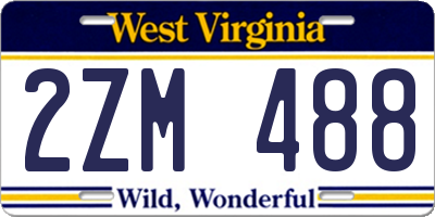 WV license plate 2ZM488