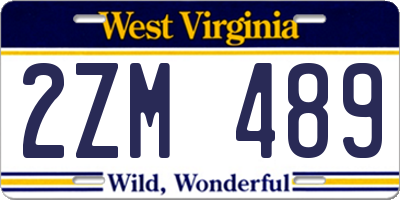 WV license plate 2ZM489