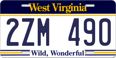 WV license plate 2ZM490