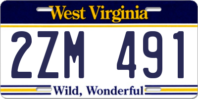 WV license plate 2ZM491