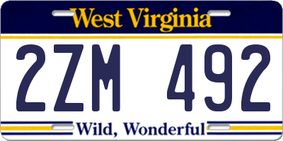 WV license plate 2ZM492