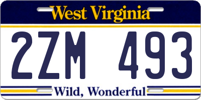 WV license plate 2ZM493