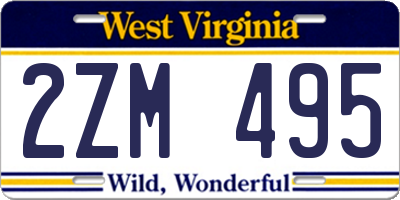 WV license plate 2ZM495