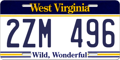 WV license plate 2ZM496