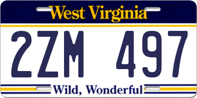 WV license plate 2ZM497