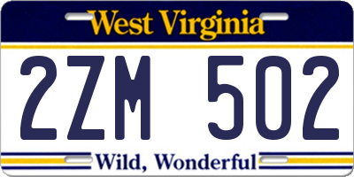 WV license plate 2ZM502