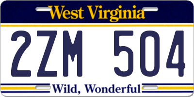 WV license plate 2ZM504