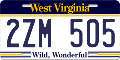 WV license plate 2ZM505
