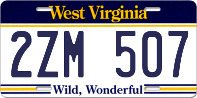 WV license plate 2ZM507