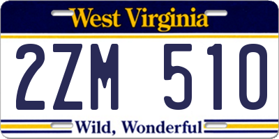 WV license plate 2ZM510