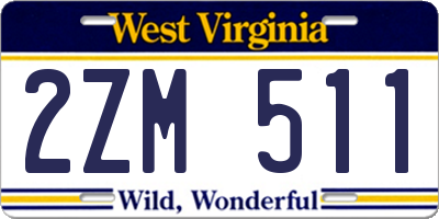 WV license plate 2ZM511