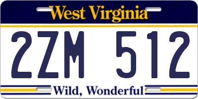 WV license plate 2ZM512