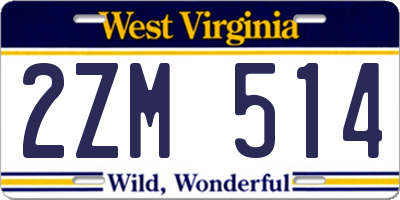 WV license plate 2ZM514
