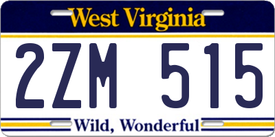 WV license plate 2ZM515