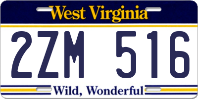 WV license plate 2ZM516