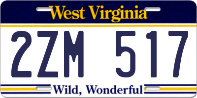 WV license plate 2ZM517