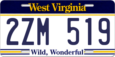 WV license plate 2ZM519
