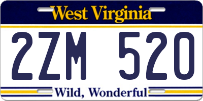 WV license plate 2ZM520