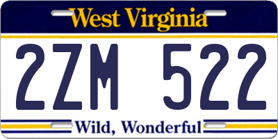 WV license plate 2ZM522