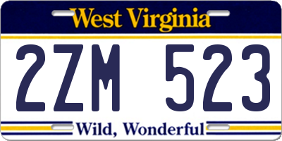 WV license plate 2ZM523