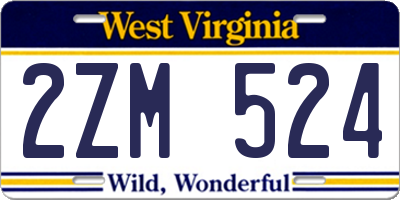 WV license plate 2ZM524