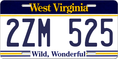 WV license plate 2ZM525