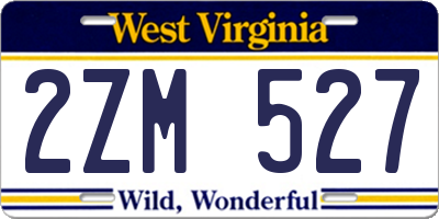 WV license plate 2ZM527