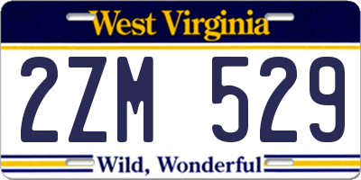 WV license plate 2ZM529