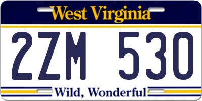 WV license plate 2ZM530