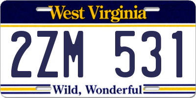 WV license plate 2ZM531