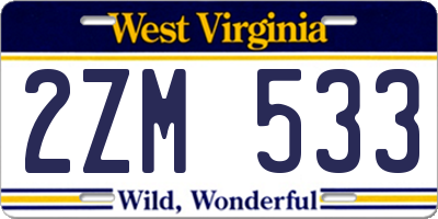 WV license plate 2ZM533