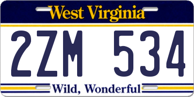 WV license plate 2ZM534