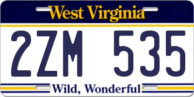 WV license plate 2ZM535